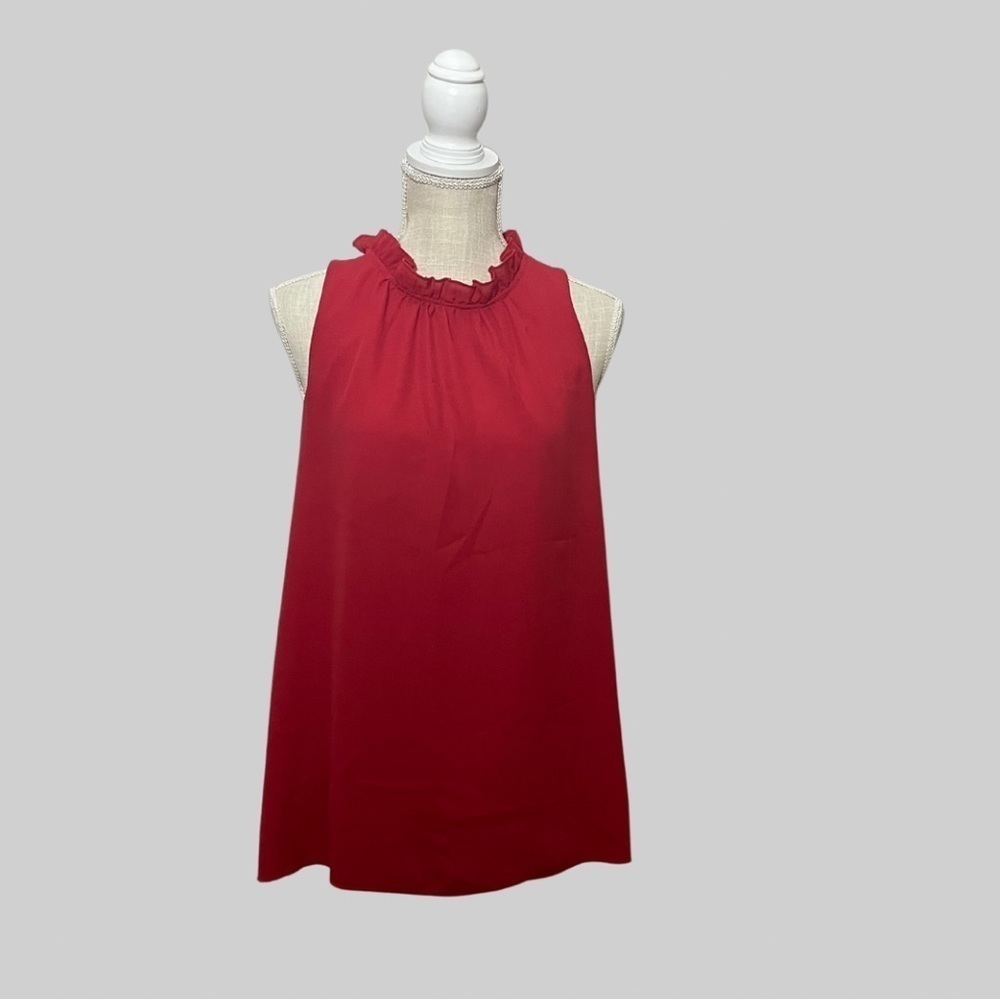 Loose Ruffle Neck Sleeveless Blouse